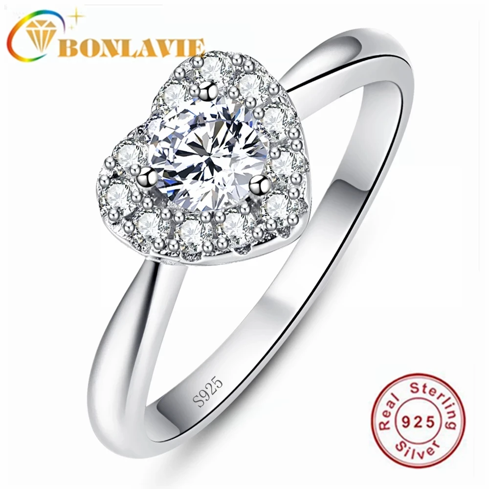 

Fashion 925 Silver Rings For Women Princess Propose Marriage Heart Cubic Zirconia Ring Romantic Bridal Wedding Bijoux