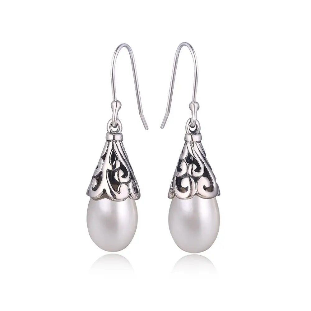 Инкрустированные жемчугом серьги из стерлингового серебра 925 пробы ретро полые