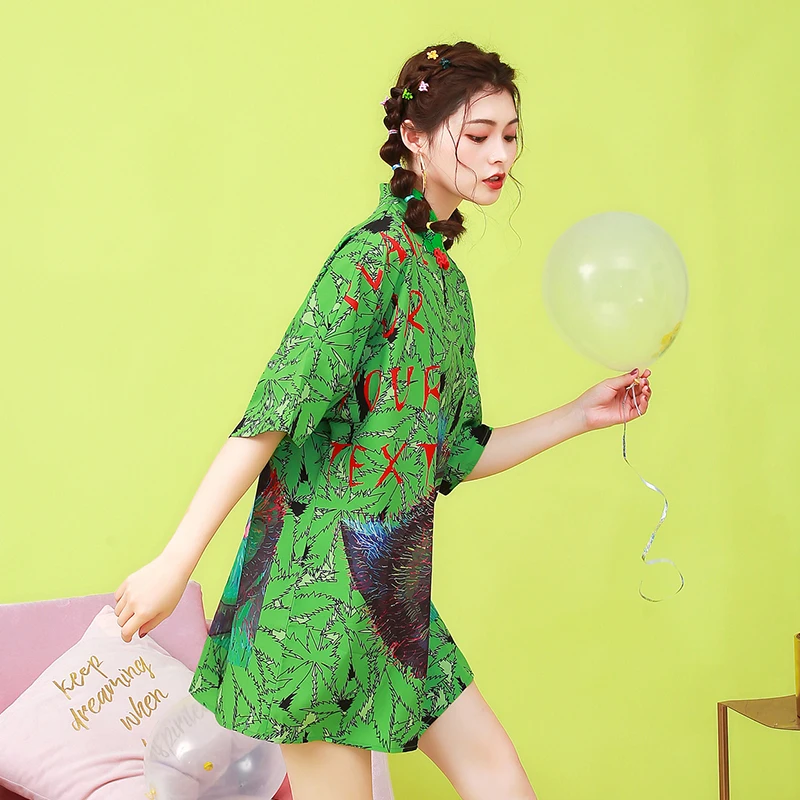Женское платье Чонсам SWEETXUE свободное в китайском стиле ретро с коротким рукавом
