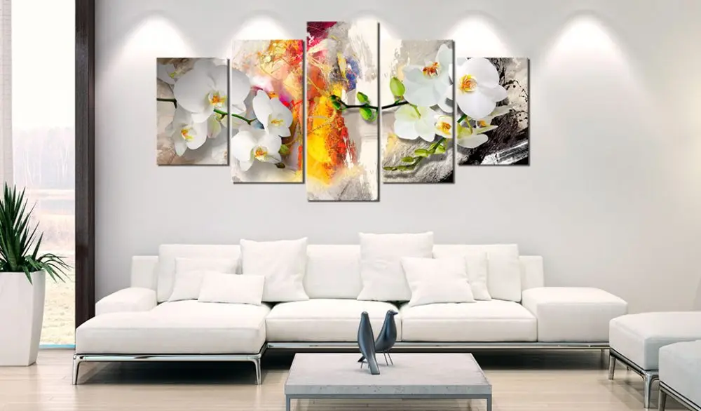 

Orchid And Colors Home Wall Decoration Five Piece Set Canvas Printing Drawing Living Room Modern Art