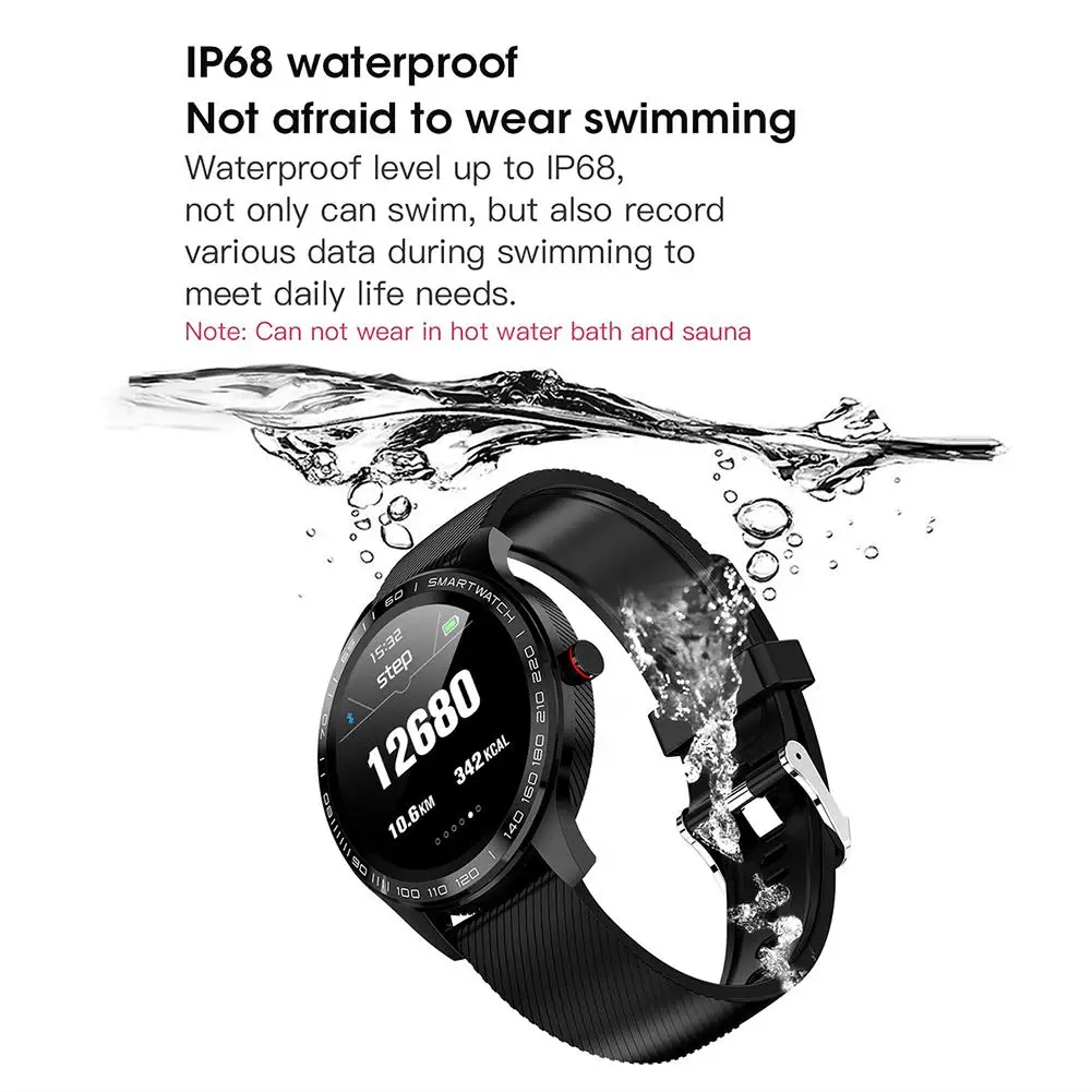 Sports Pedometer L9 Bluetooth Men Fitenss Smart Watch Cardiogram PPG HRV Heart Rate Monitor IP68 Waterproof Walk Health Bracelet