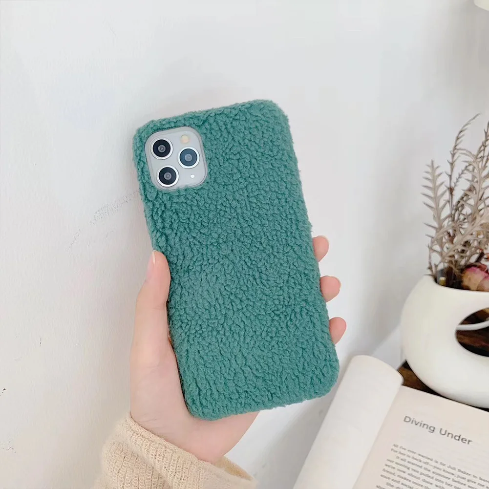 Мягкий шерстяной плюшевый чехол для телефона iPhone 11 Pro X XS XR Max 7 8 Plus зимний теплый