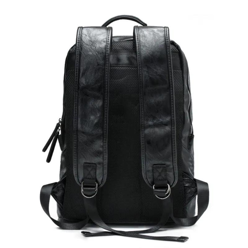 

Casual Mens 15 Inch Laptop Bag Business Fashion Simple Black Backpack Zipper Travel Bags Male Leather School Backpacks Mochilas