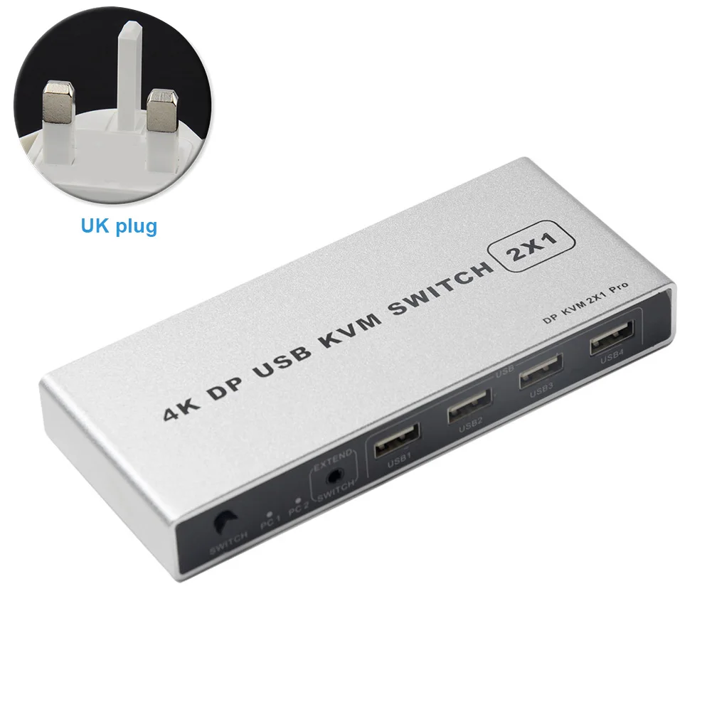 

Displayport 4K 60Hz 1 Out VGA Controller Plug And Play Dual Port Mouse Support USB Connection Monitor Computer KVM Switch Stable