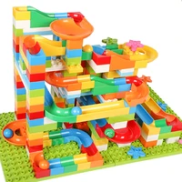 52pcsset diy marble race compatible legoingly duploedd building blocks funnel slide big building brick run maze balls toys