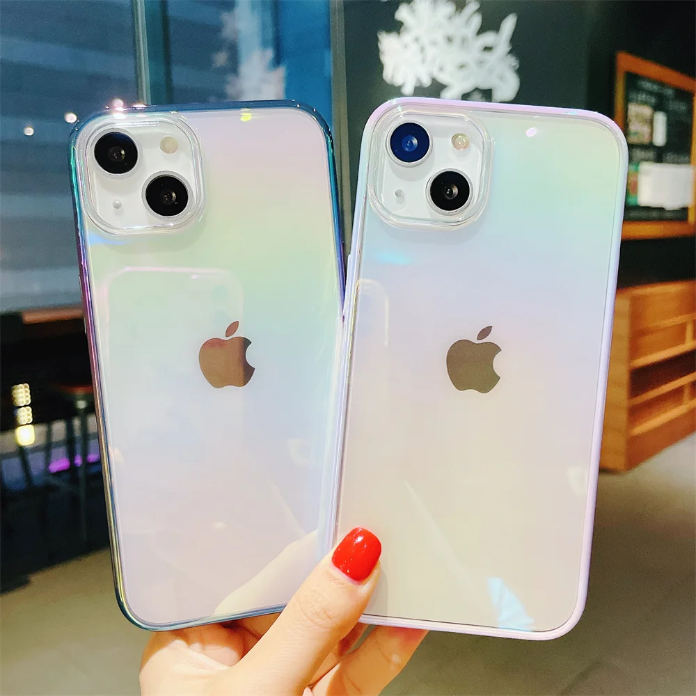 

Newest Colorful Gradient Clear Silicone Cases for iPhone 12 13 Pro Max Soft TPU Back Cover for iPhone 11 Pro XS Max SE 7 8 Plus
