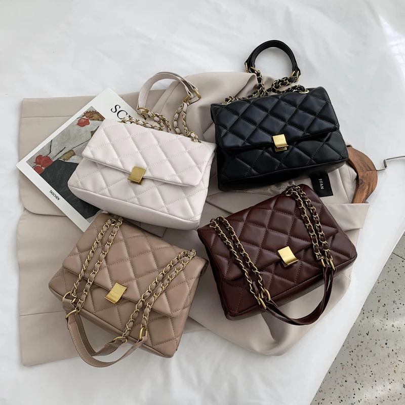 

Classic Messenger Bags Female Chains Shoulder Bag Diamond Lattice Luxury Handbags Women Bags Designer Lady Small Bolsas XA930H