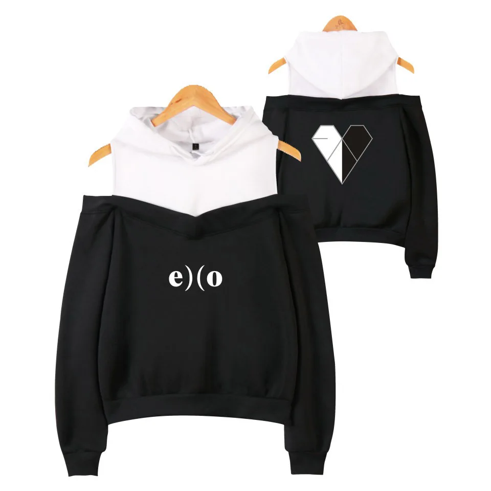 Толстовка EXO женская с открытыми плечами популярная пикантная одежда корейский