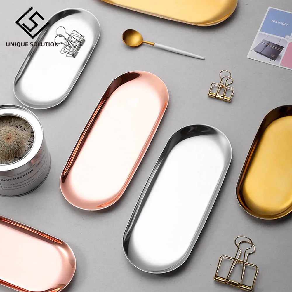 Новый красочный металлический лоток для хранения Золотая овальная точечная