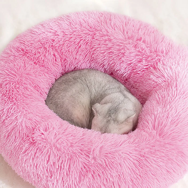 

Long Plush Dog Bed Cushion Large Dogs Bed House Pet Round Cushion Bed Pet Kennel Super Soft Fluffy Comfortable for Cat Dog House