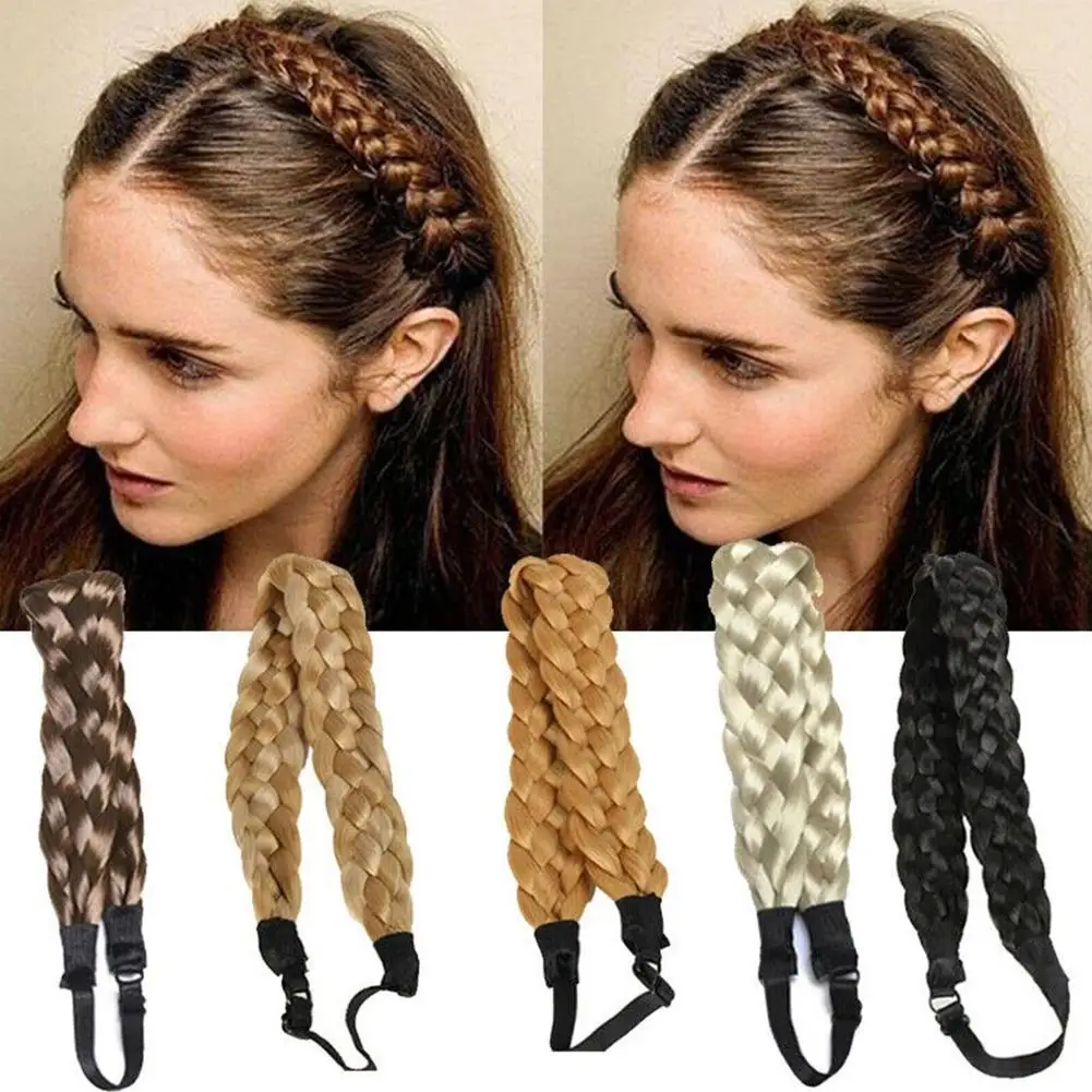

Bohemian Braided Headband Women Wig Hair Hoop Twist Hairbands Adjustable Elastic Synthetic Chunky Fashion Braid Hair Accessories