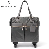 sc microfiber pu leather women rolling luggage spinner wheels big casual unisex travel bags functional holiday carry on suitcase