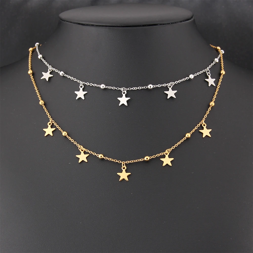 SUQI Новое модное ожерелье из нержавеющей стали не выцветающее цепочка бисера