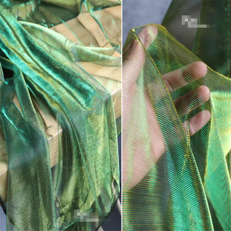 50 см * 155 см/шт. мягкая прозрачная шифоновая Лазерная сетка зеленая Трехцветная