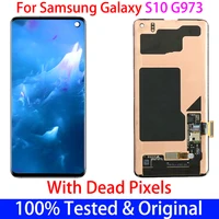 original with point lcd for samsung galaxy s10 sm g973fds g973u g973 amoled 6 1 s10 displaytouch screen digitizer assembly