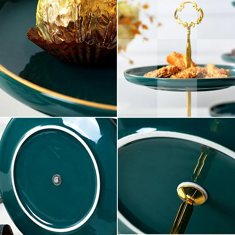 2/3 уровневый зеленый десертный поднос в скандинавском стиле Малахит для торта