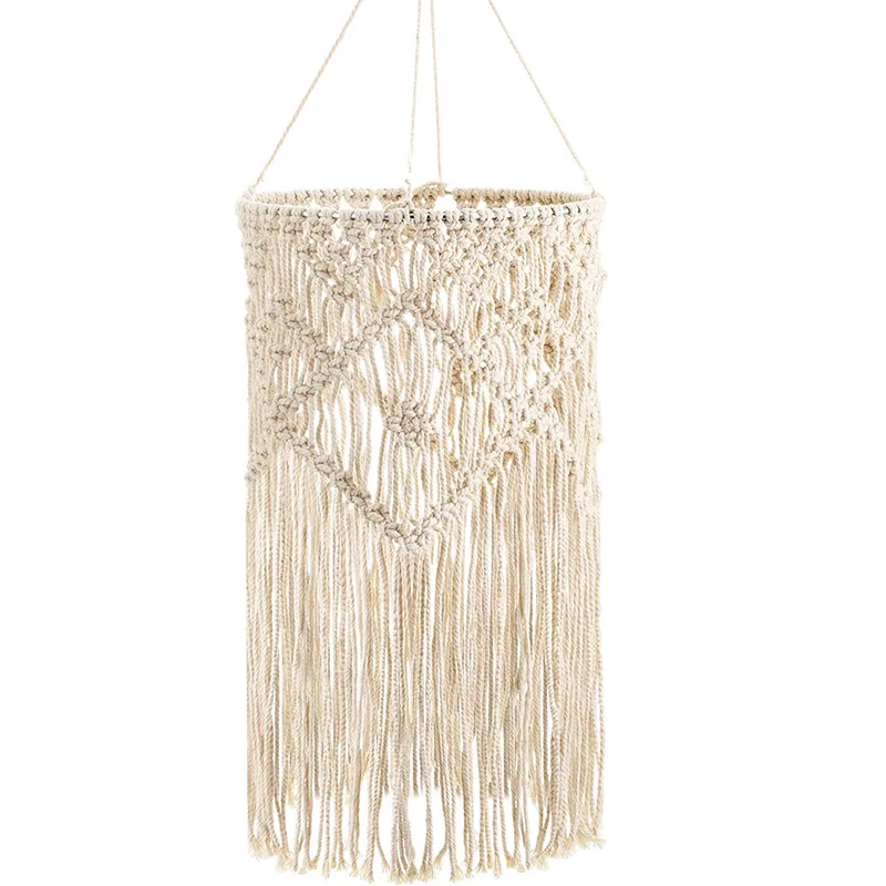 Плетеный вручную потолочный светильник для гостиной в богемном стиле с бахромой