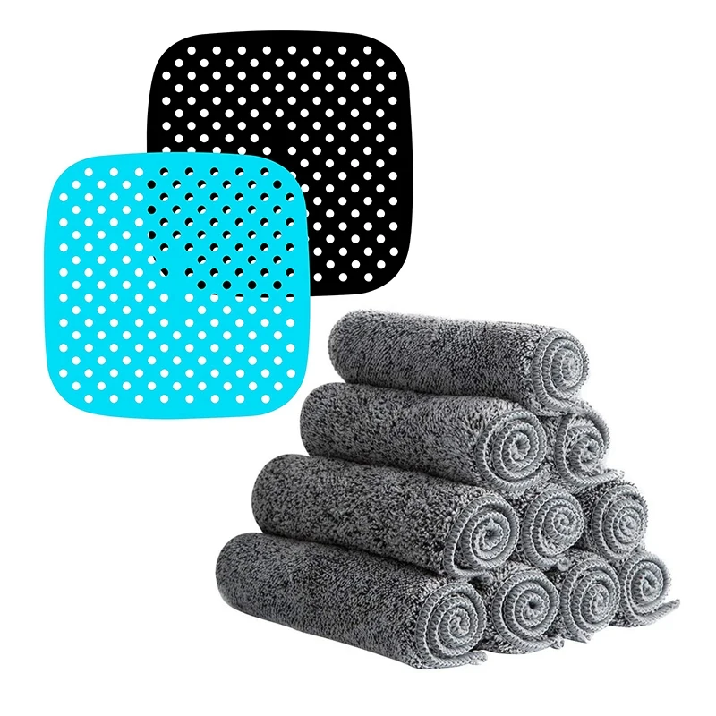 

Кухонное полотенце с вкладышами для фритюрницы, 10 шт., 8,5 дюйма, антипригарный силиконовый коврик для фритюрницы