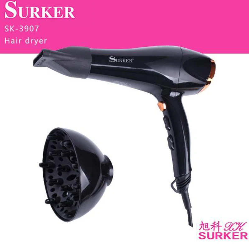

Surker electric hair dryer SK-3907 unfoldable handle 2000W power cold hot air Negative ion shaping nozzle constant temperature
