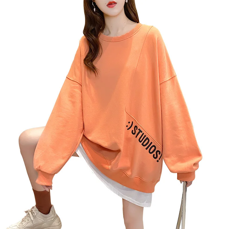 

2020 Oversized Letter Print Women Hoodies Round Neck Long Sleeve Pullover Hoodie Women Sweatshirts Streetwear