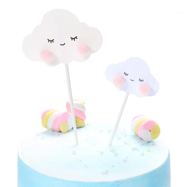 DGZS-378-cloudeyes Красочные Fimo 3D Радужные облака для Топпер для торта «С Днем Рождения» свадебное украшение для торта обертка забавные вечерние принадлежности для кексов - Цвет: DGZS-378-cloudeyes