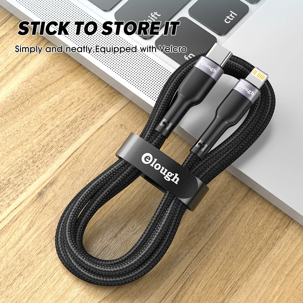 elough pd 20w usb type c cable for iphone 13 12 11 pro max phone fast charging cable type c to lighting cable for ipad macbook free global shipping