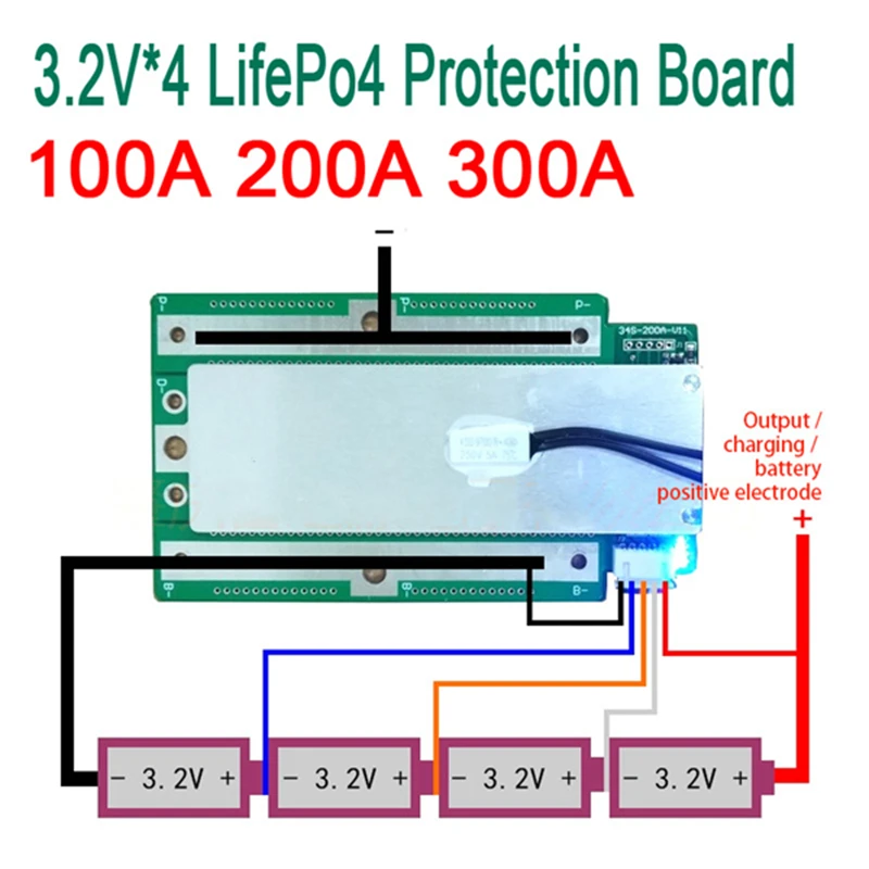 2x 4S 3 2 V Lifepo4 литий-железо фосфатная Защитная плата 12 8 инвертор с высоким током Bms