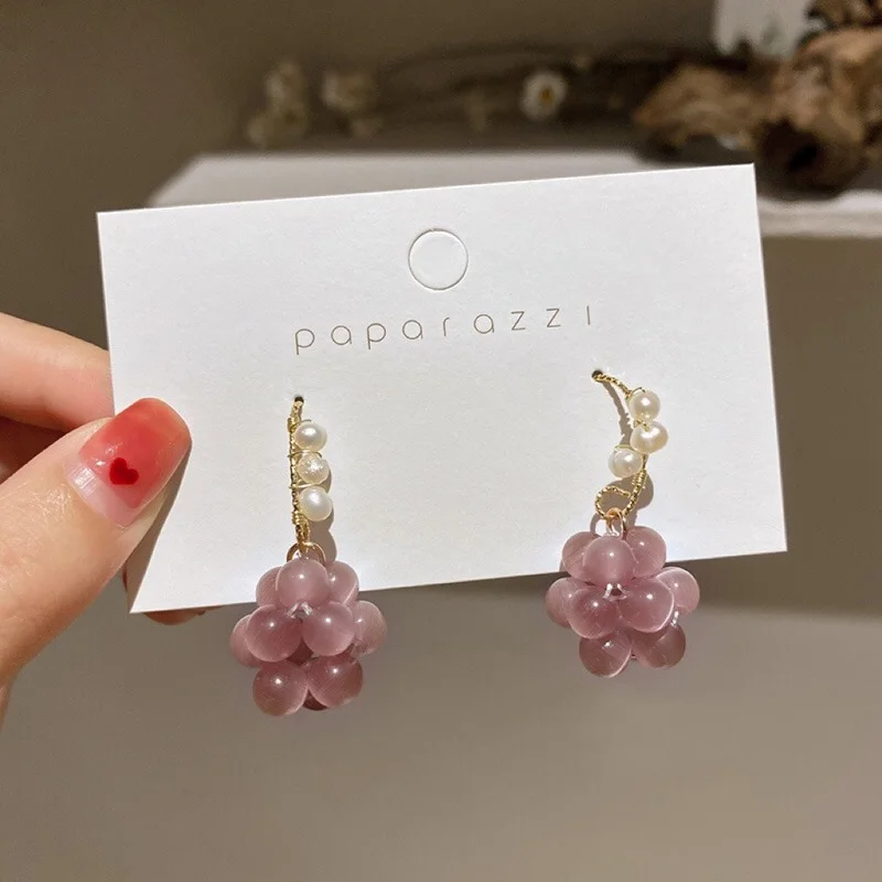 

Оптовая продажа; Сезон лето; Милые свежие фиолетовые серьги виноград Температура простой Стиль с милым фруктовым аксессуары Oorbellen бу