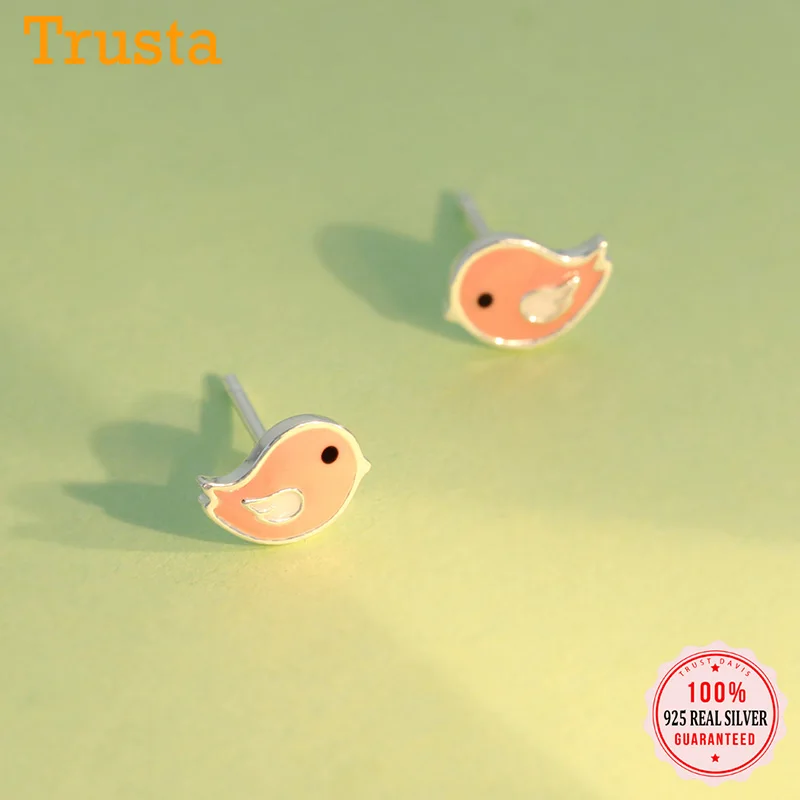 Женские серьги гвоздики с глазурью Trusta из стерлингового серебра 925 пробы