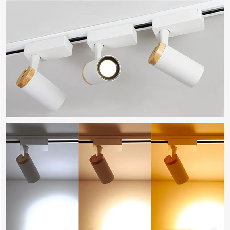 Скандинавский деревянный COB светодиодный Трековый светильник Точечный набор для