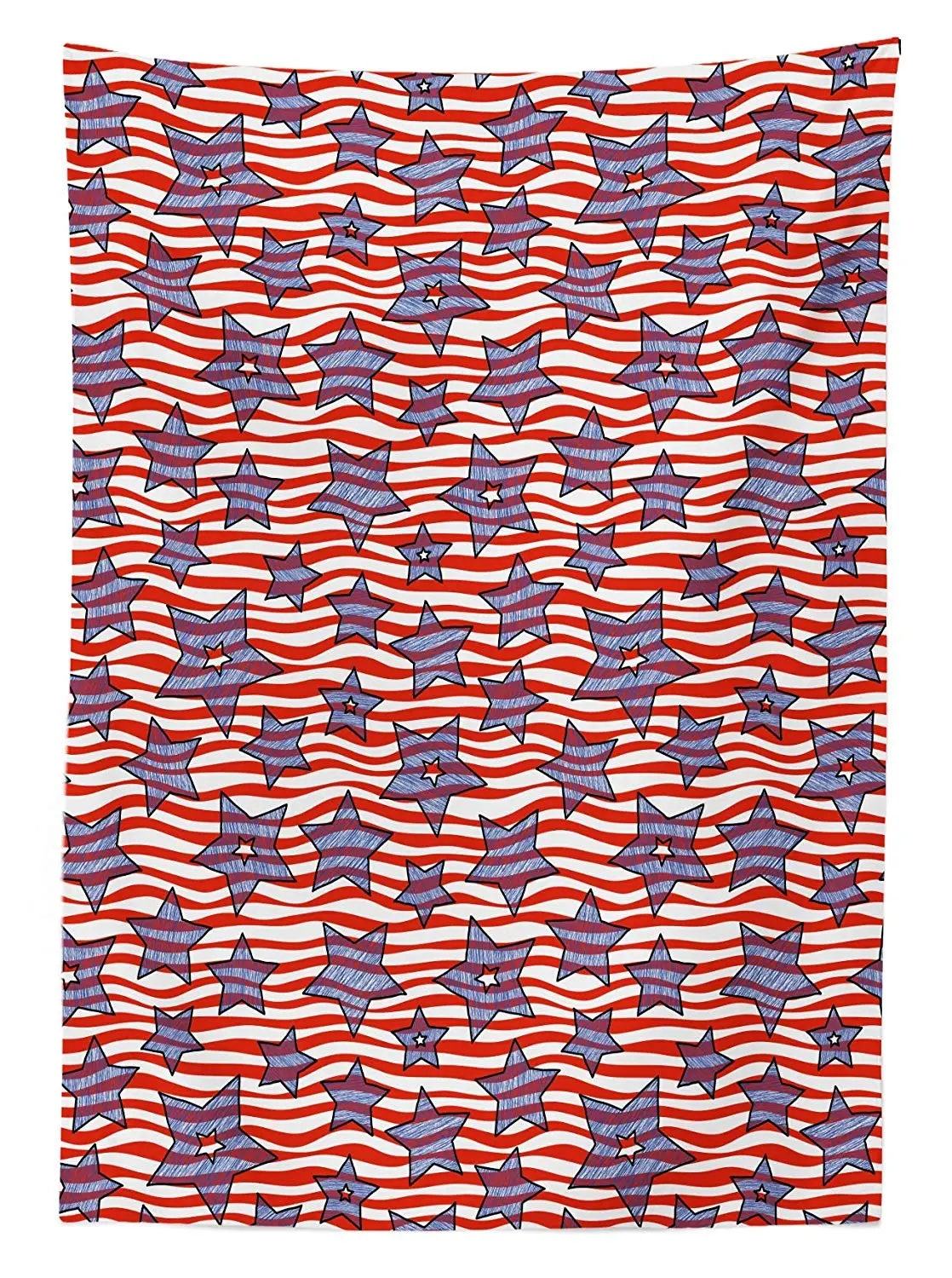 Полосатая уличная скатерть каракули звезды волнистые полоски американский флаг