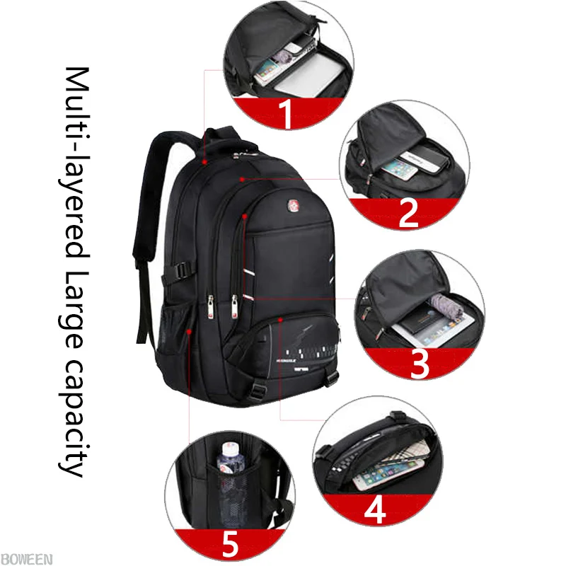 

Large Capacity Men Backpack Laptop Waterproof Black Multifunctional Computer Back Pack Male Students Teen Schoolbag 2020