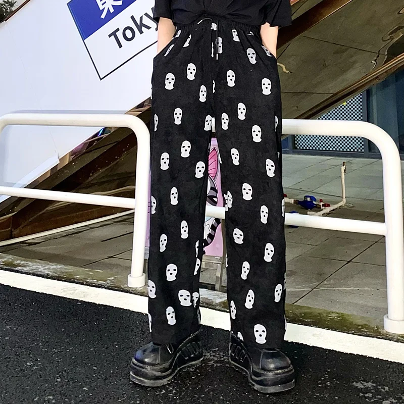

Fashion Women's Trousers Casual Wicker Pants 2021 Autumn Mask Full Print Leggings Pants Loose Hip Hop Overalls Unisex Sweatpants