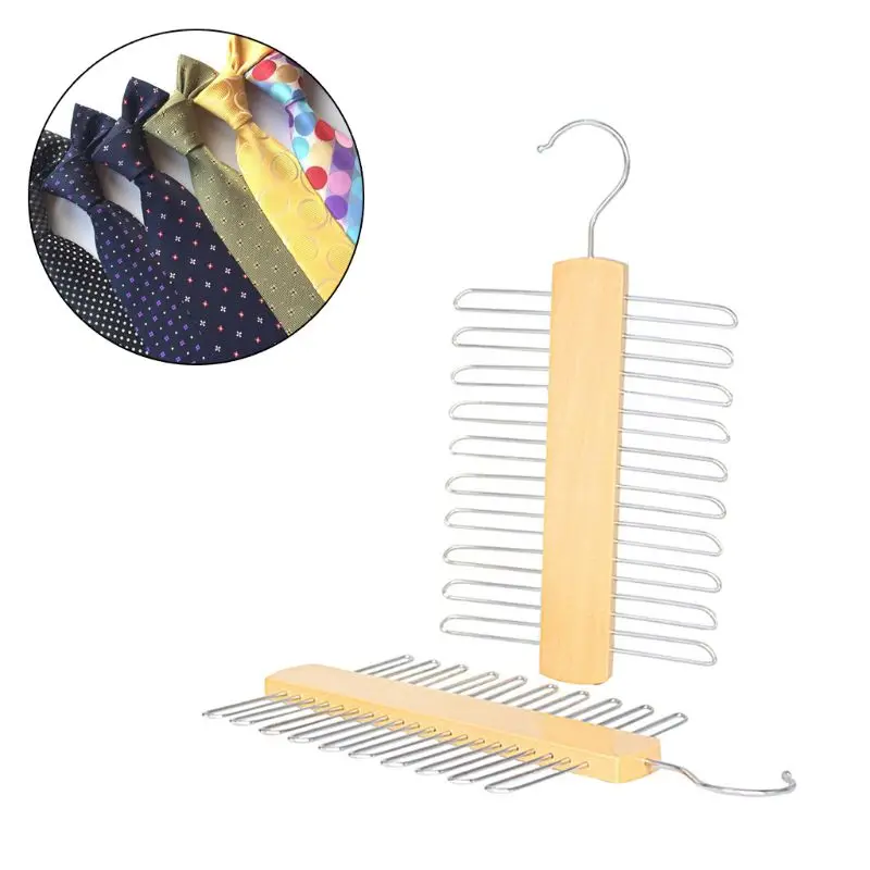 

Wooden 20 Bar Tie Rack Hanger - Scarf, Belt, Accessory Organiser U2JC