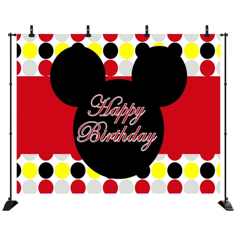 Personalized Cartoon Mickey Mouse Photography Studio Backgrounds New Born Birthday Party Photo Backdrops Photocall | Электроника