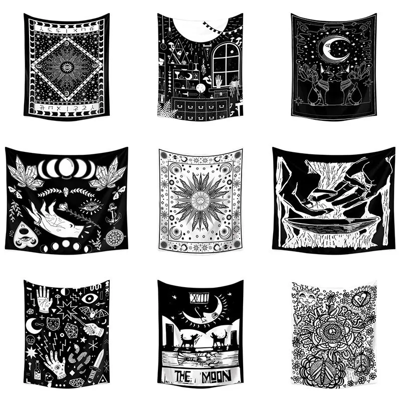 

Tarot Decor Witchcraft Mandala Tapestry Wall Hanging Sun Moon Psychedelic Tapestry Wall Ouija Hippie Boho Dorm Tapiz Wall Fabric