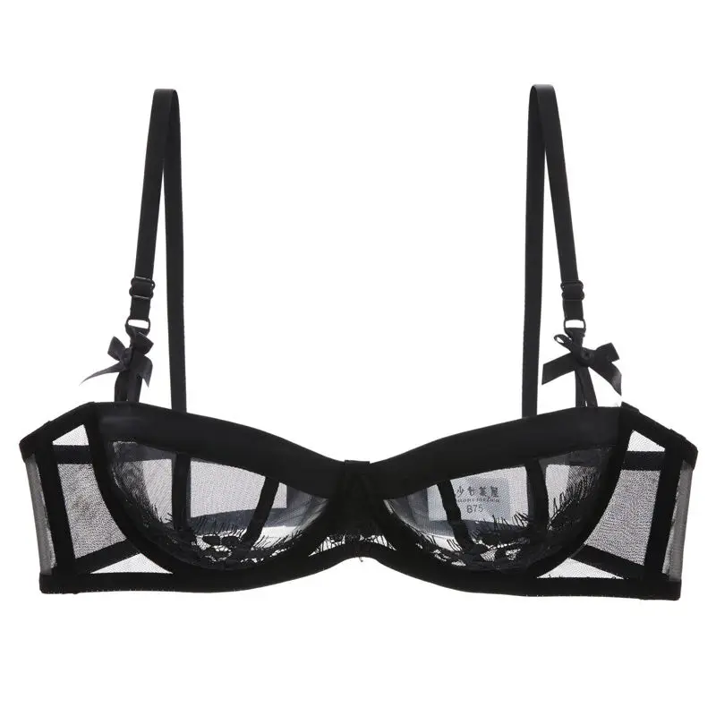

[original design] sexy super thin lace bra without sponge transparent half cup fashion Korean underwear women's Bra