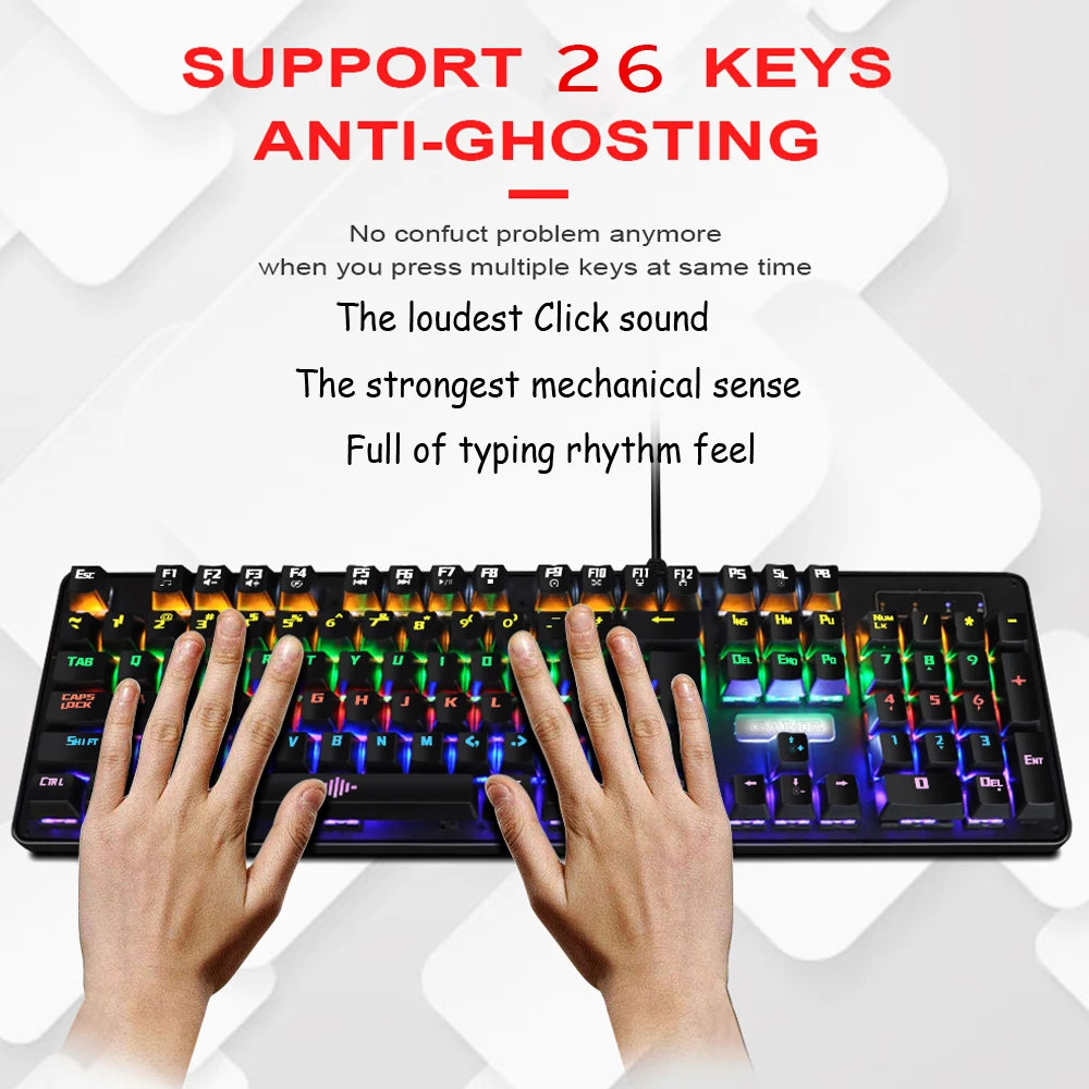 Механическая игровая клавиатура Deepfox 104 клавиши синий переключатель подсветка
