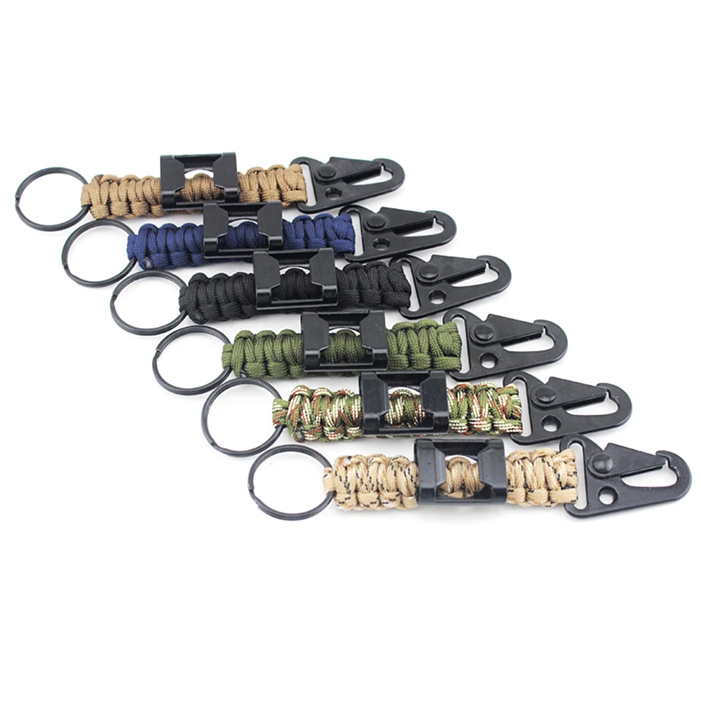 6 шт. Паракорд плетеные ремешки с зажимами брелок для выживания на открытом