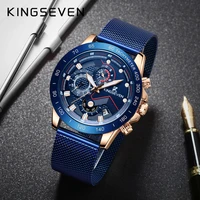 kingseven new fashion watches with stainless steel top brand luxury sports chronograph quartz watch men relogio masculino