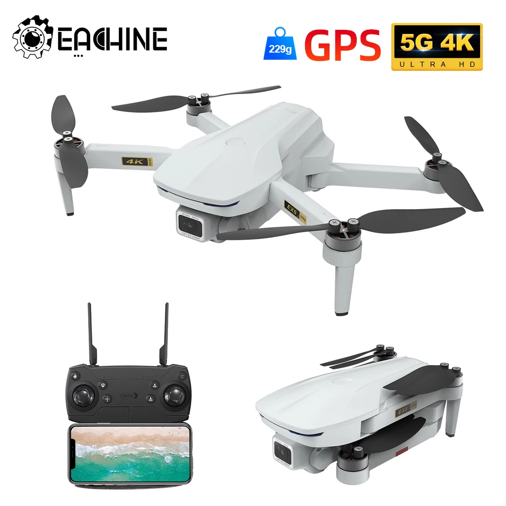 Квадрокоптер Eachine EX5 складной с бесщеточным Мотором Wi-Fi 1000 м/200 м FPV GPS камера 4K HD
