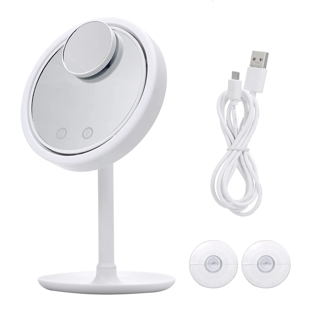 Зеркало косметическое со светодиодной подсветкой и вентилятором портативное