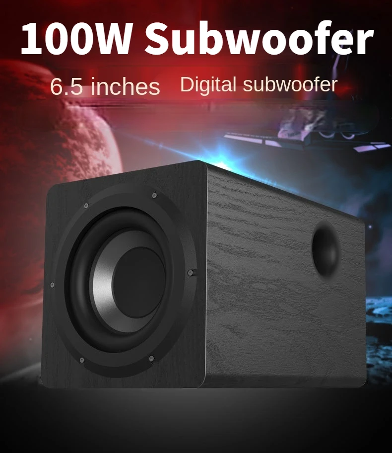 100W Wooden High Power Subwoofer for 6.5 Inch Home Theater SoundBox System Soundbar Audio Echo Gallery TV Computer Stage Speaker