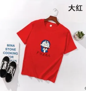 2019 Новая Мода Doraemon печать Топ рубашка Женская Плюс Размер реглан розовая