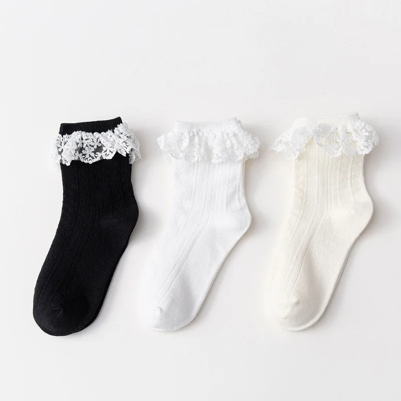 Носки женские хлопковые в Корейском стиле с оборками | Женская одежда