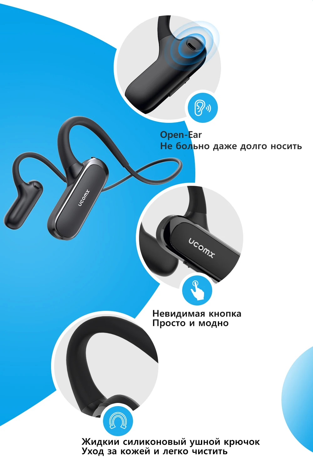 Ucomx G56 Bluetooth наушники с открытым ухом 5,0 Беспроводной наушники Встроенный микрофон спортивные беговые наушники для iPhone huawei Xiaomi