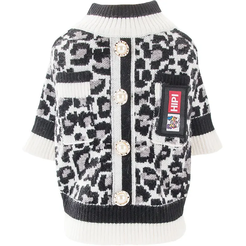 Свитер для маленькой собаки теплый свитер со щенком модное вязаное леопардовое