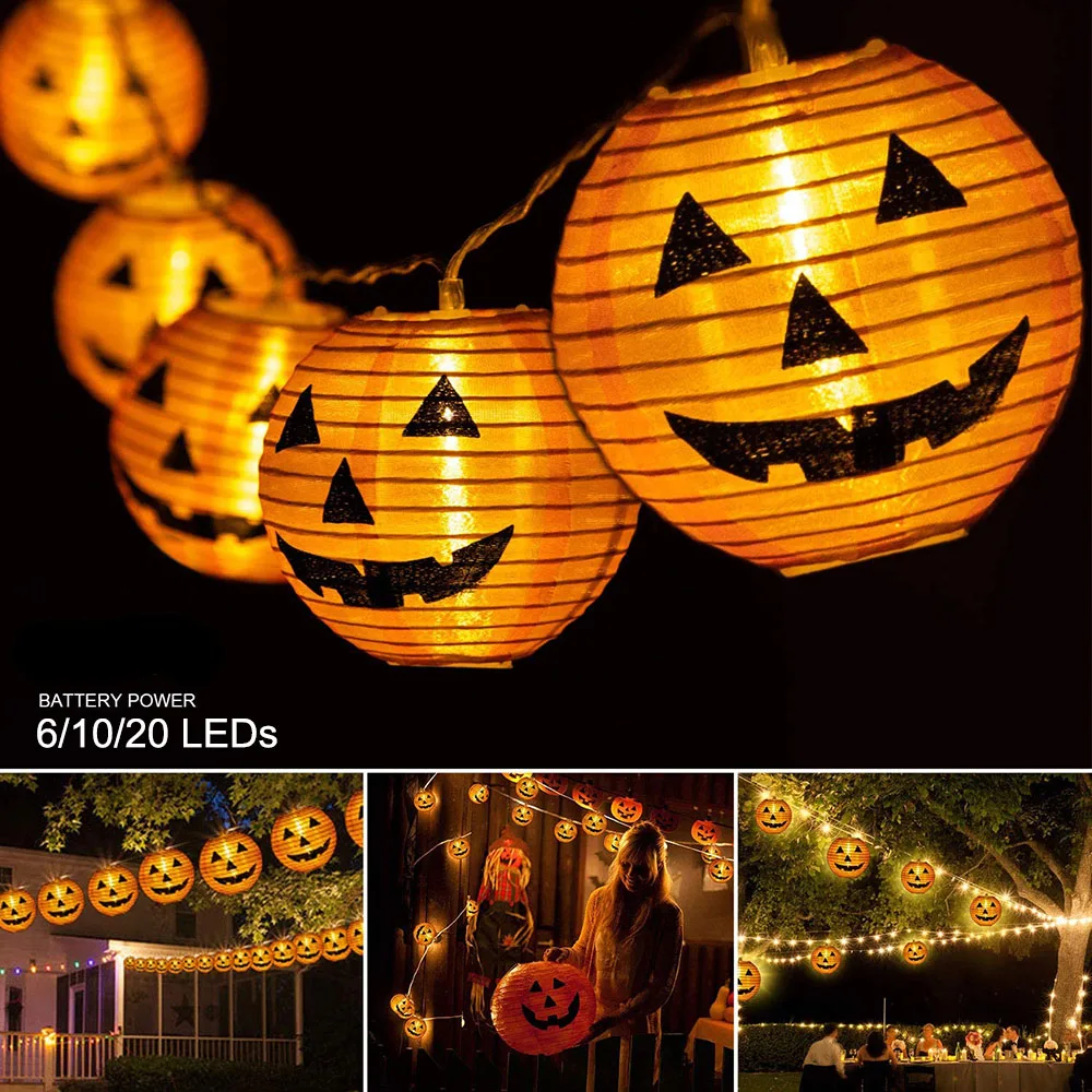 Гирлянда на Хэллоуин батарейках в виде тыквы паука летучей мыши черепа гирлянда