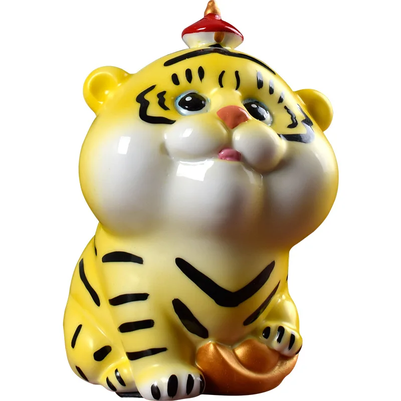 Ceramics Painted Tiger small statue ，Modern art sculpture Cute Home decoration accessories Year of the new Year's gift | Дом и сад