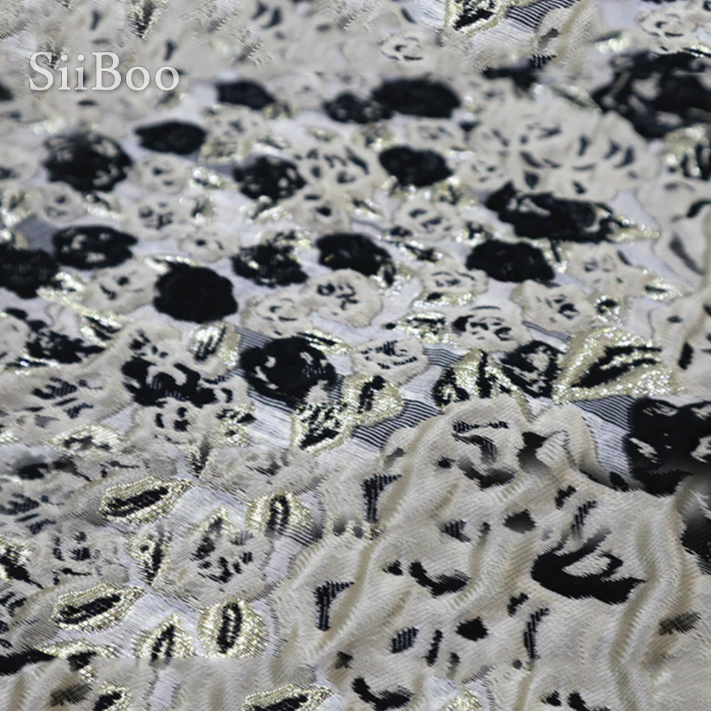 Роскошная парча в форме розы с металлическими вставками для костюма юбки платья